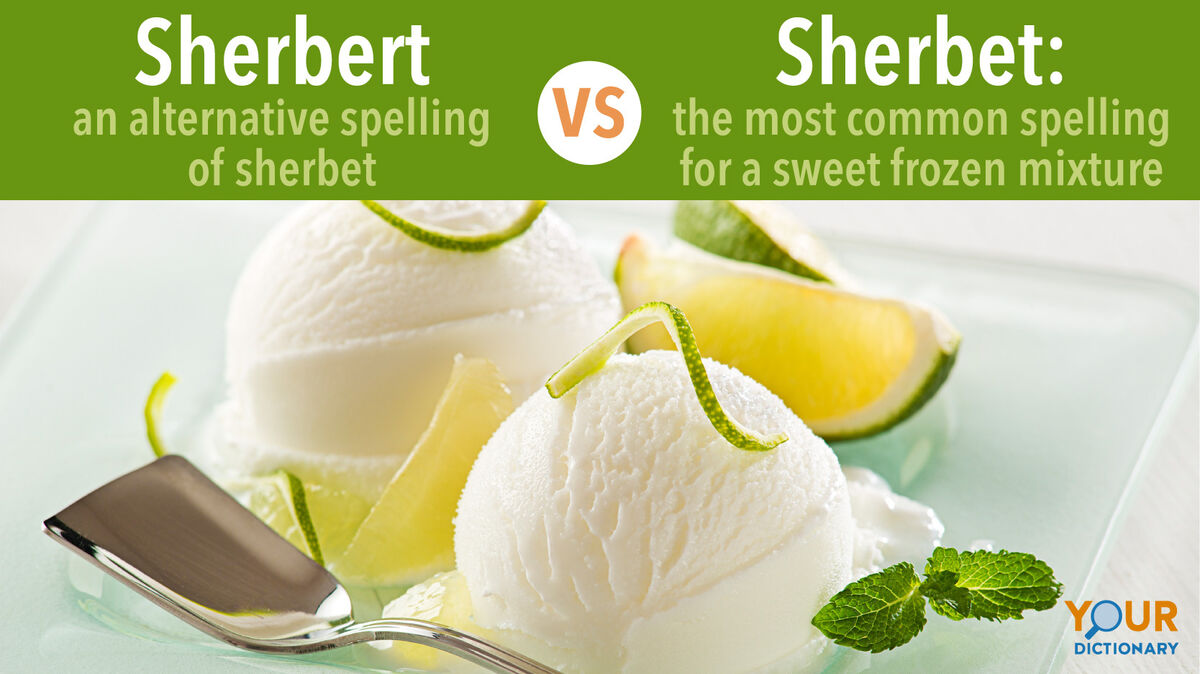 Fresh lemon and lime sherbet served on a plate Sherbert vs Sherbet