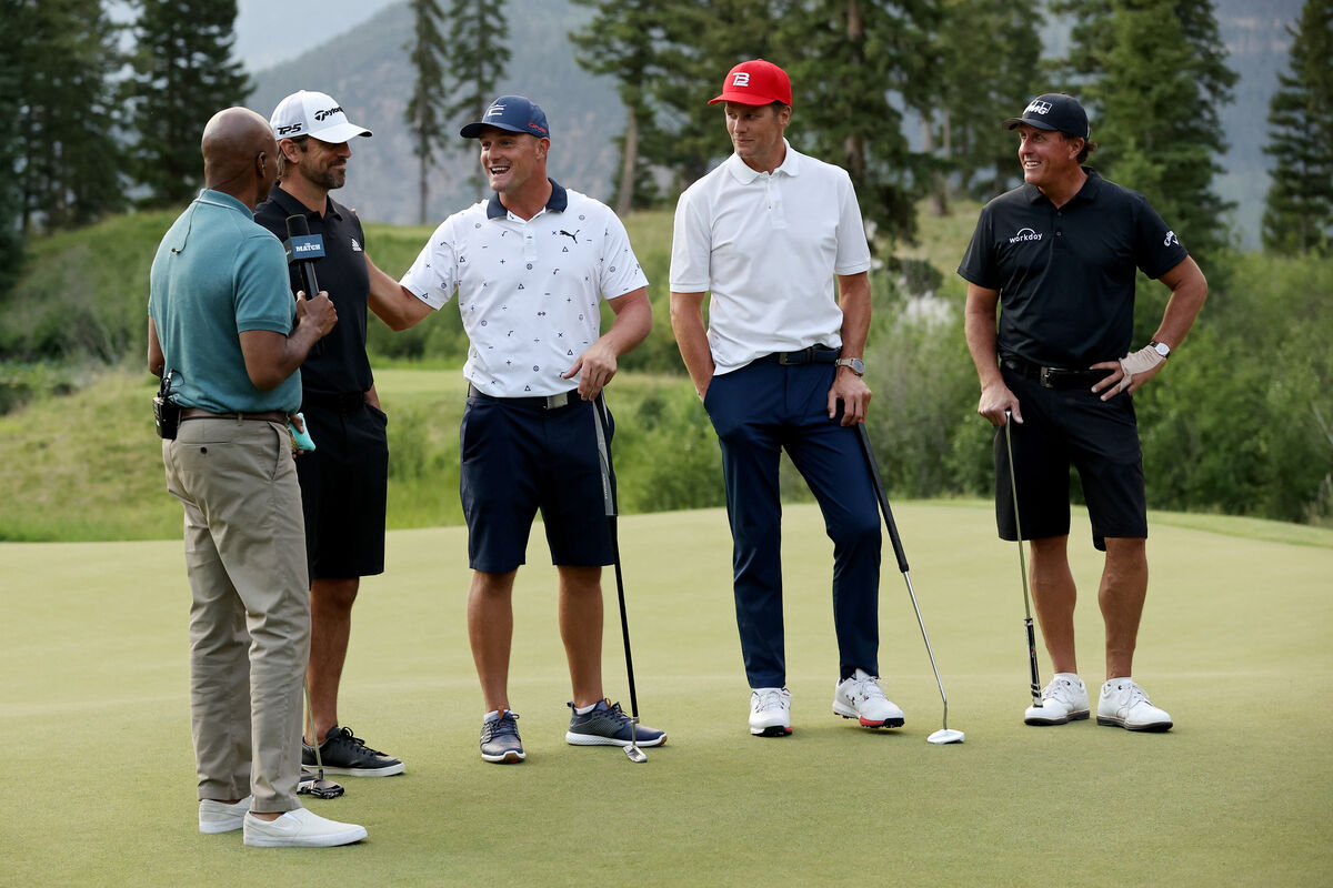 Aaron Rodgers, Bryson DeChambeau, Tom Brady and Phil Mickelson at The Match