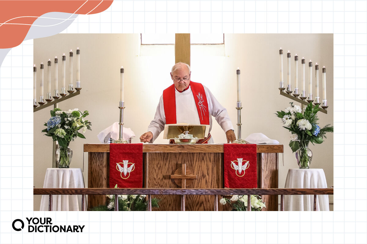 priest giving homily speech