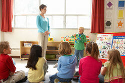 young boy doing show and tell