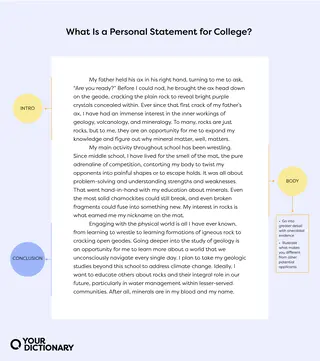 full personal statement example essay with parts from the article labeled
