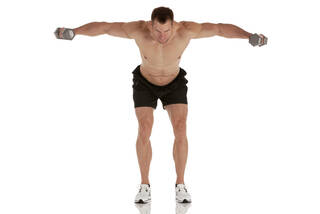 man doing bent over lateral raise
