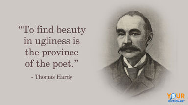 Portrait of Thomas Hardy with quote