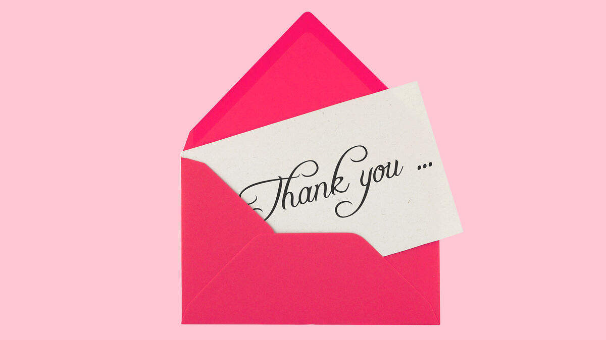 Pink Envelope And Thank You Note