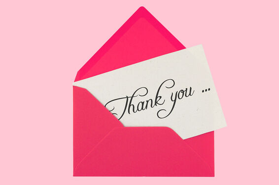 Pink Envelope And Thank You Note