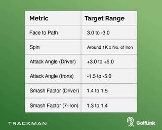 TrackMan Golf simulator target range table