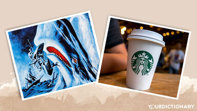Moby Dick whale and Starbucks Coffee cup