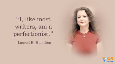 Portrait Laurell K Hamilton with quote