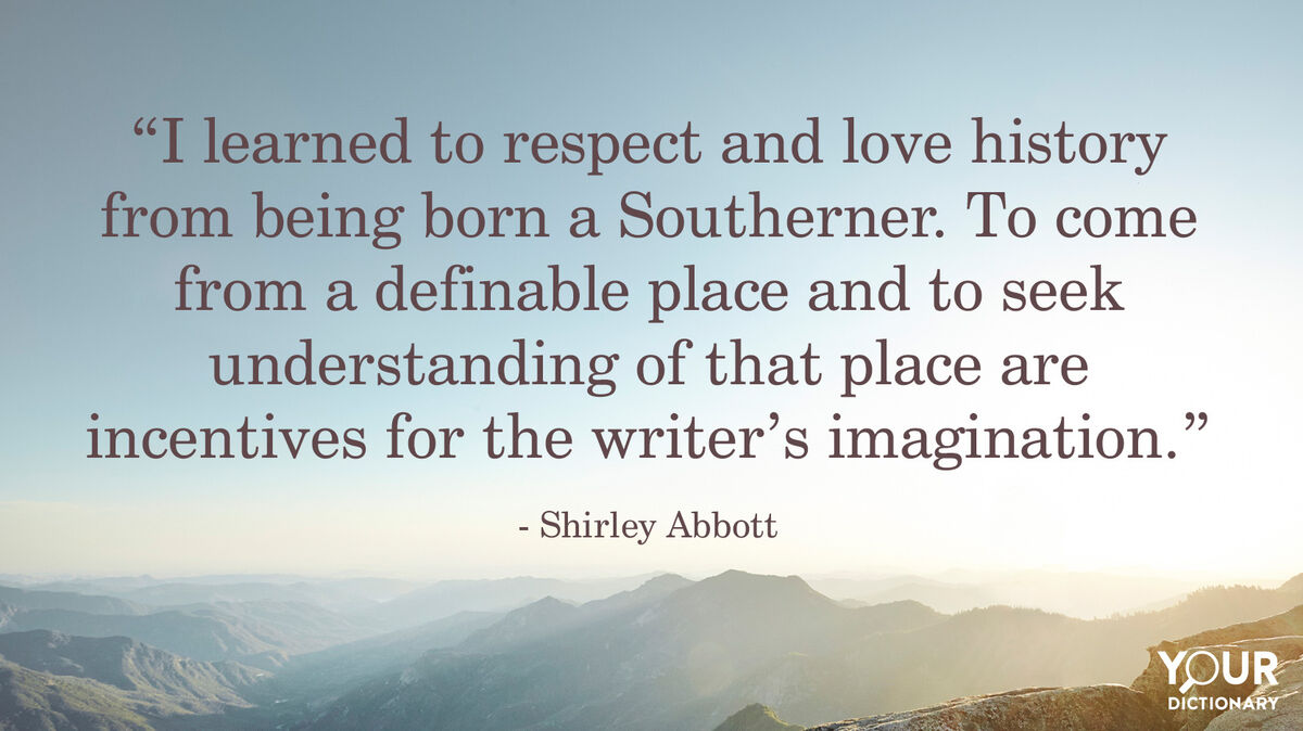 Sunset over valley hills With Shirley Abbott quote