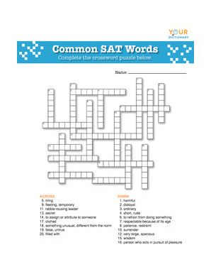 SAT words crossword puzzle