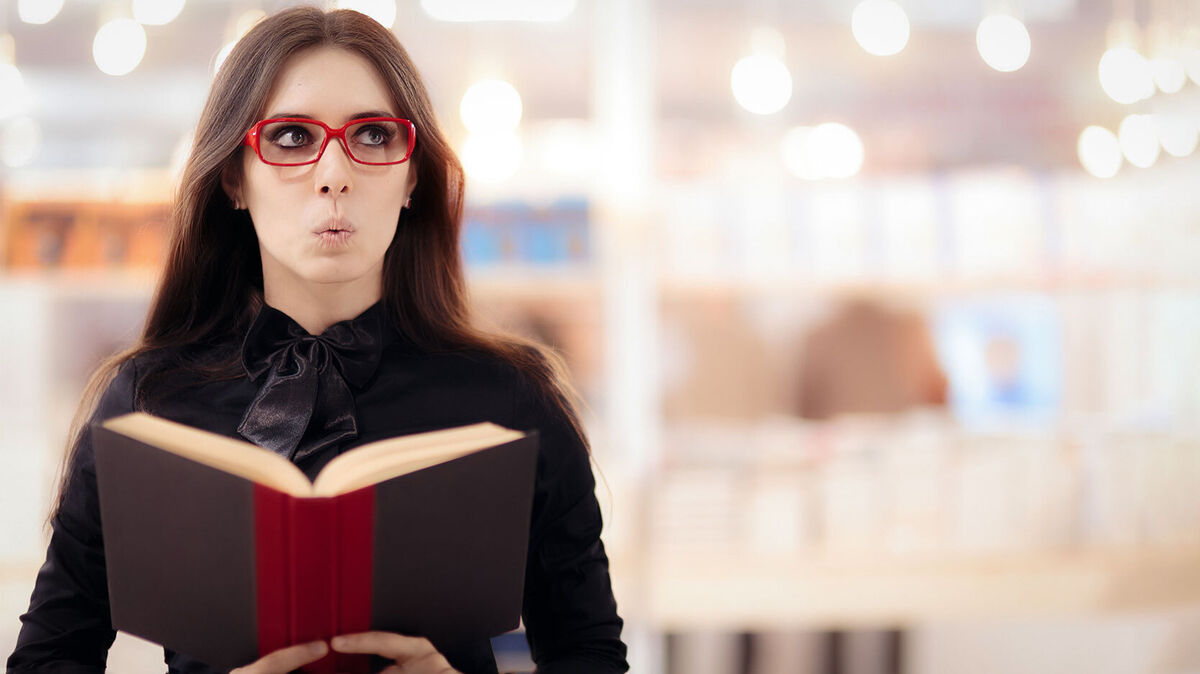 woman with dictionary