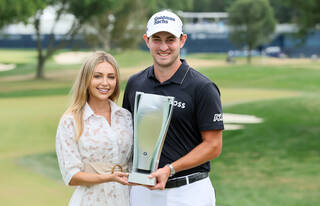 Patrick Cantlay and fiance Nikki Guidish in August 2022