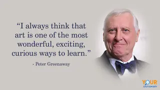 Portrait of Peter Greenaway With Quote
