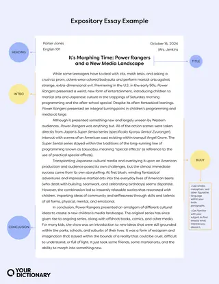 labeled example of an expository essay, all from the article