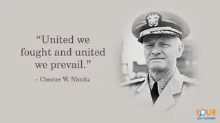 Portrait of Chester W. Nimitz with quote