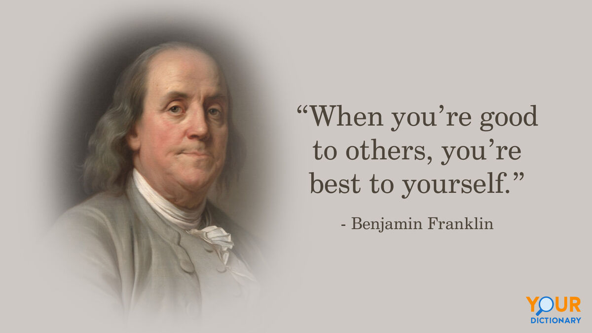 Portrait Of Benjamin Franklin With Quote