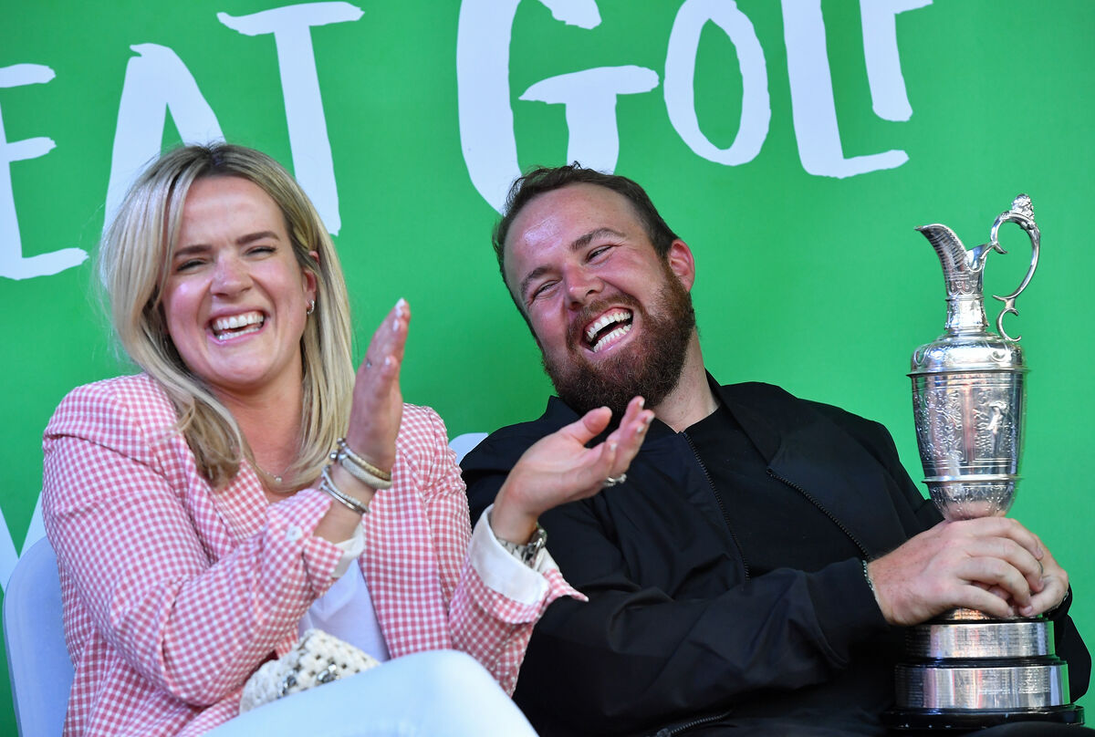 Shane Lowry and wife Wendy Honner with the Claret Jug