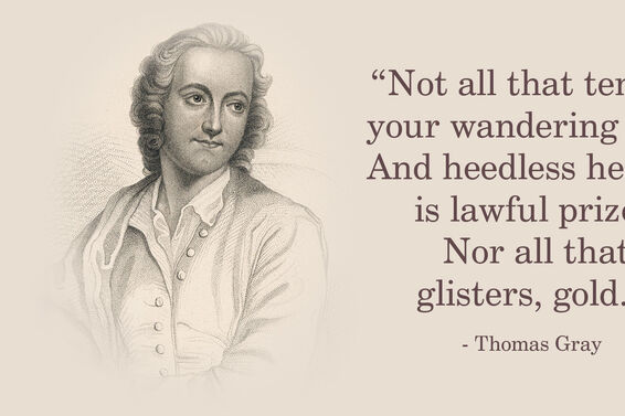 Portrait Of Thomas Gray With Quote