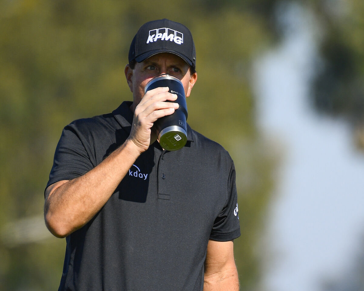 Phil Mickelson drinking coffee