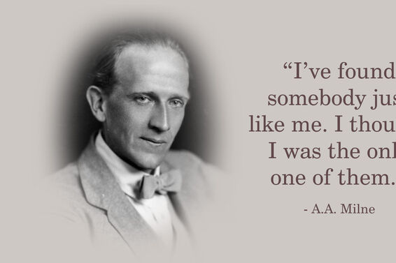 Portrait Of A.A. Milne With Quote