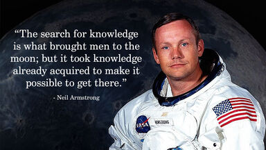 Portrait Of Neil Armstrong And Moon With Quote