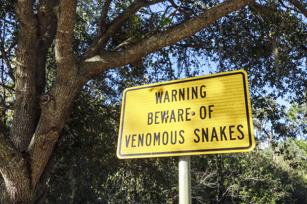 Beware of Snakes sign