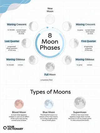 meanings of eight moon phases and three moon types from the article
