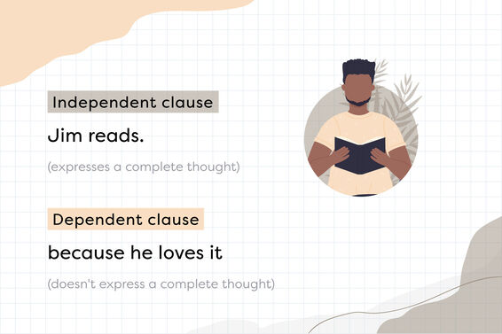 Man reading book with Independent and Dependent Clauses examples