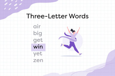 Running woman with Common Three Letter Words examples