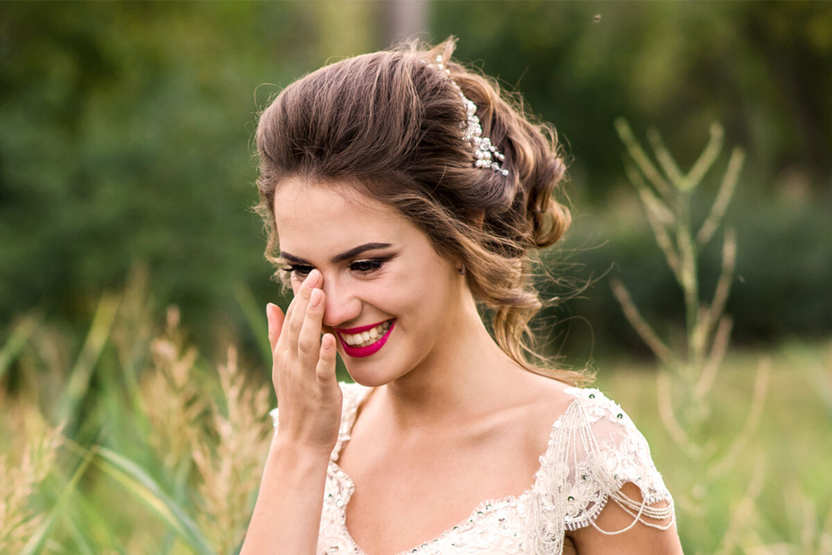 Bride is crying from happiness