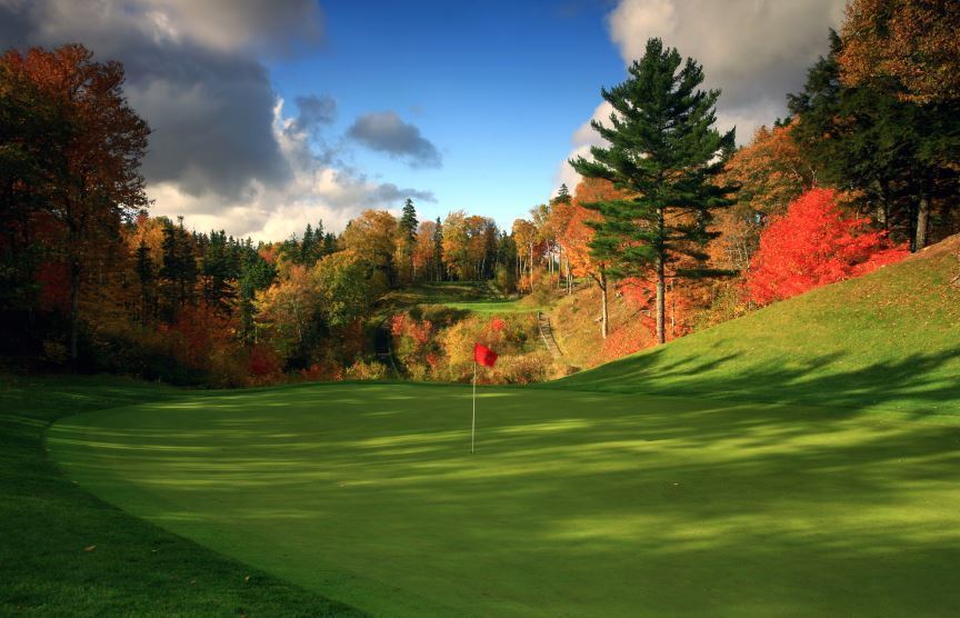 golf course green in fall