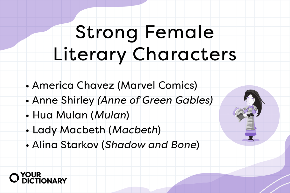 List of 5 female literary characters from the article.