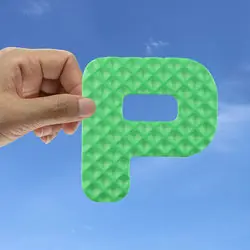 hand holding capital letter p