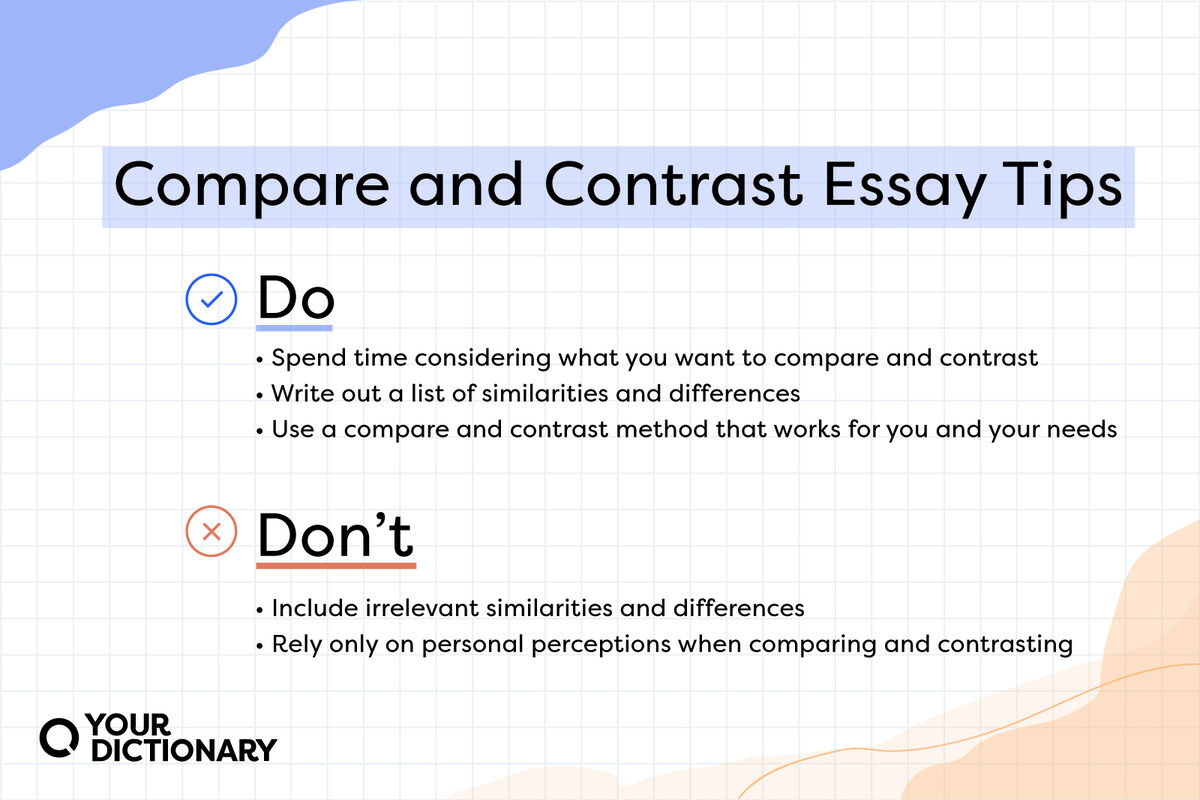 compare and contrast essay examples topics