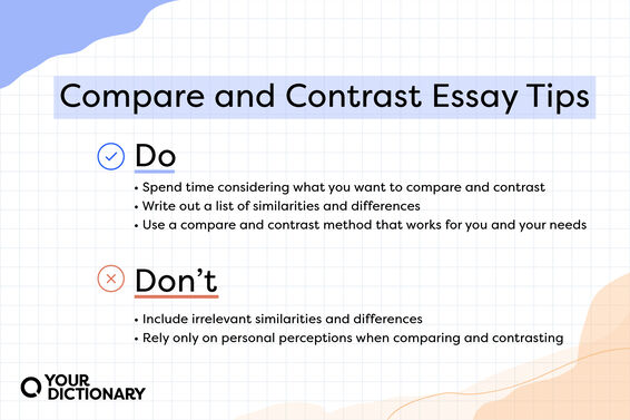 three tips for what to do and two tips for what not to do in a compare and contrast essay restated from the article