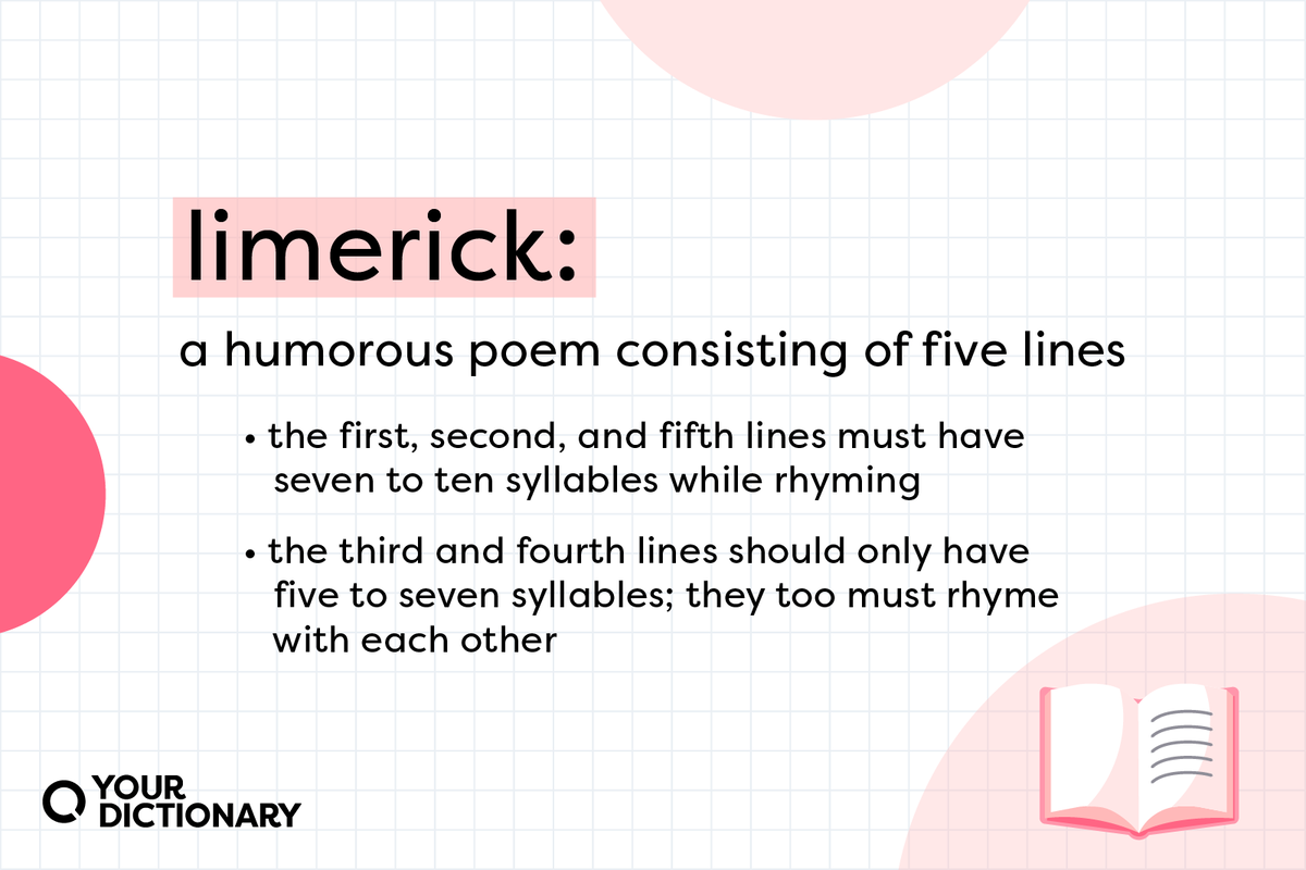 Definition of limerick from the article including rhyme scheme.