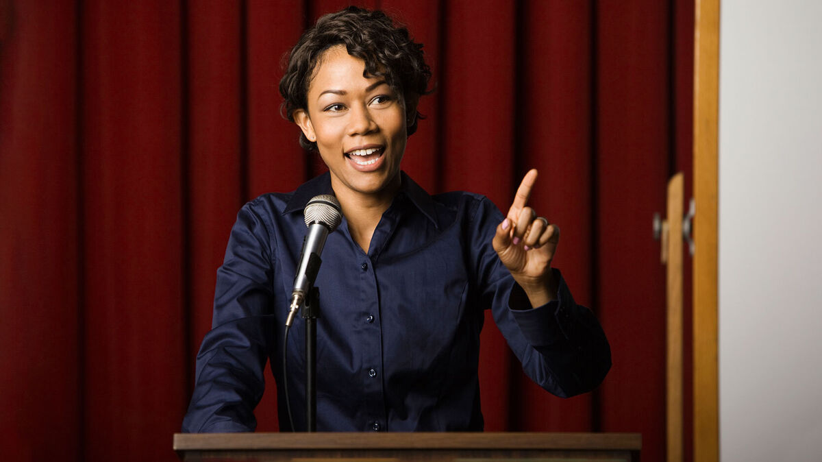 woman doing motivational speech