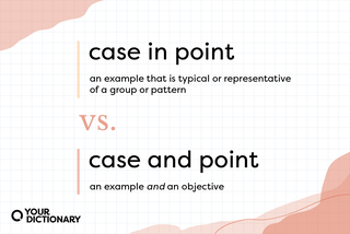 Meanings of the phrases "case and point" and "case in point" as explained in the article.