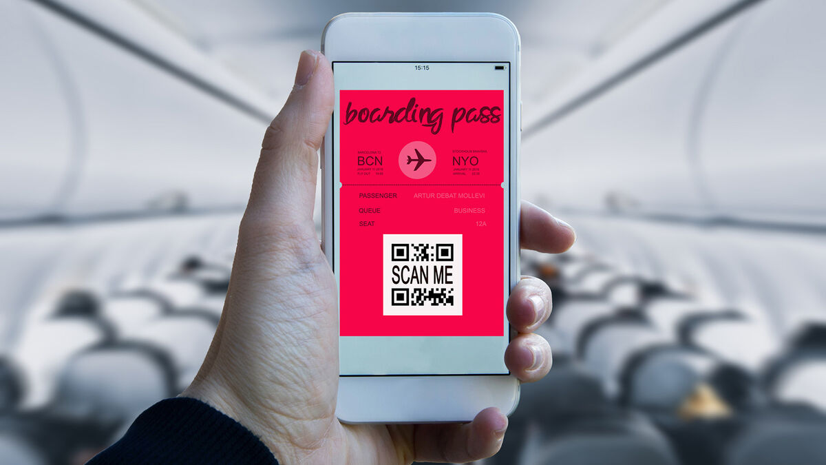 Boarding pass on a mobile phone