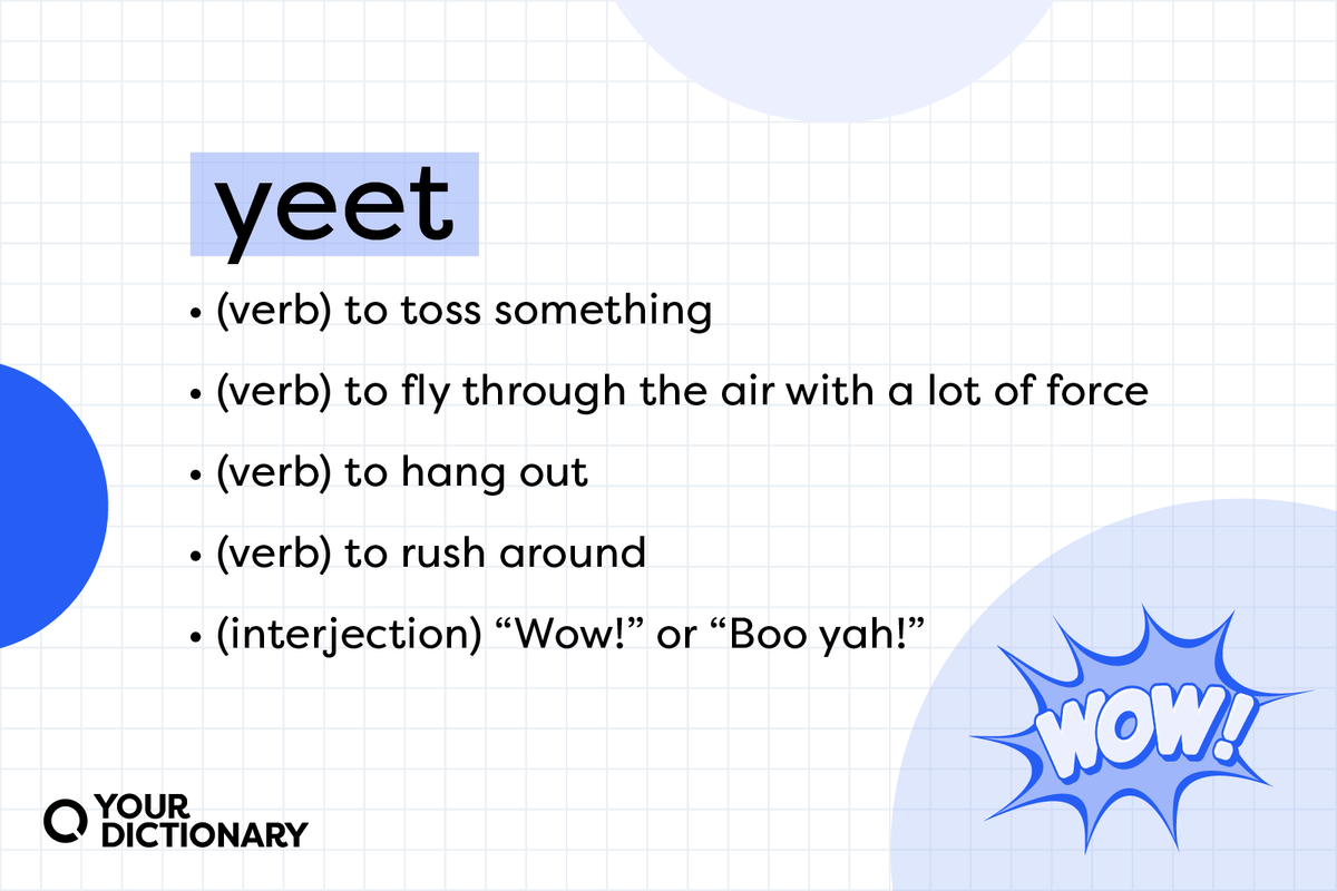 All the definitions and parts of speech for "yeet" from the article.