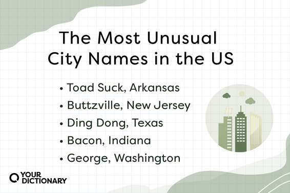 List of 5 unusual city names in the US from the article.
