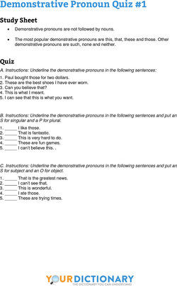 Demonstrative Pronoun Quiz