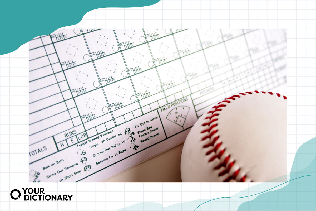 baseball scorecard with baseball