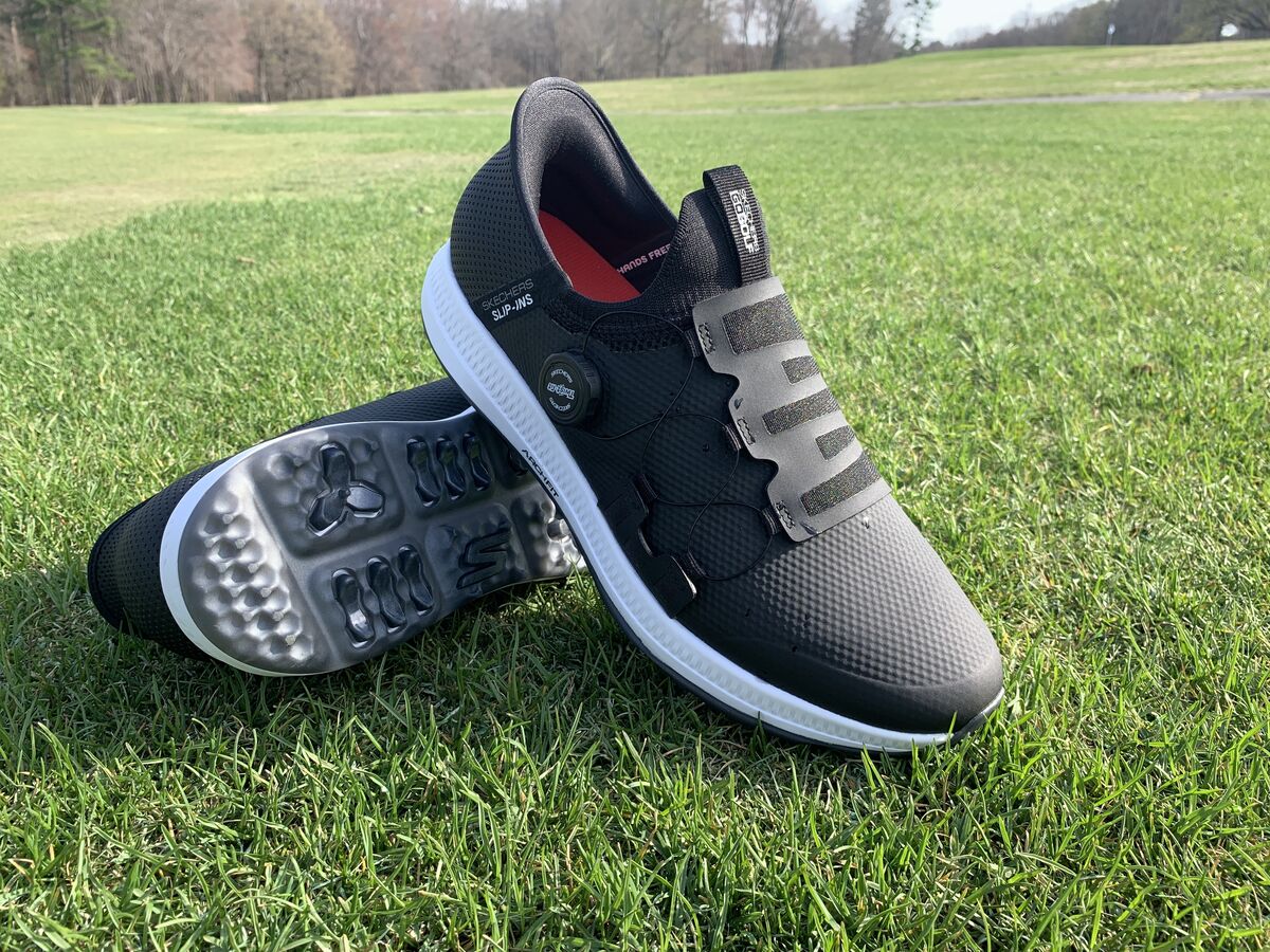 Skechers GO GOLF Elite 5 Slip In Golf Shoes on a golf course
