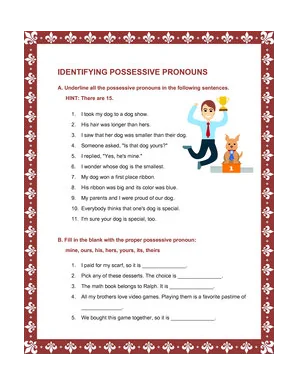 identifying possessive pronouns worksheet