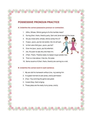 possessive pronoun practice worksheet