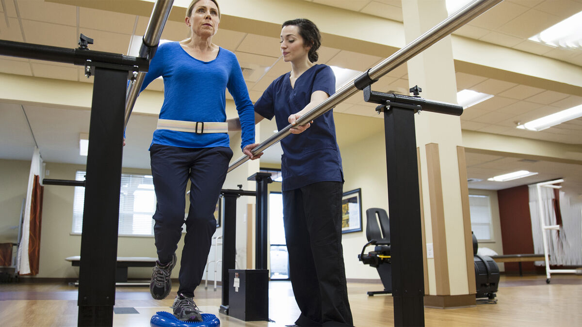 Woman getting physical therapy