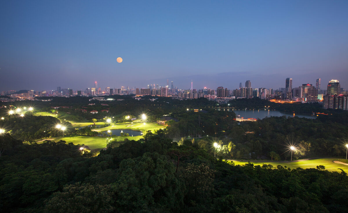 Night golf course lit up in China