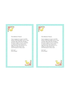 blue baby shower thank you notes