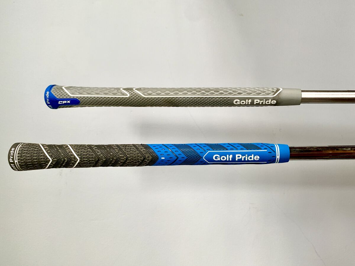 Golf Pride MCC Plus 4 and CPX grips side by side